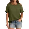 imageXIEERDUO Summer Tops for Women Casual Crewneck Short Sleeve Shirts Pocket ComfyArmy Green