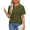 imageXIEERDUO Summer Tops for Women Casual Crewneck Short Sleeve Shirts Pocket ComfyArmy Green