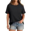 imageXIEERDUO Summer Tops for Women Casual Crewneck Short Sleeve Shirts Pocket ComfyBlack