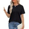 imageXIEERDUO Summer Tops for Women Casual Crewneck Short Sleeve Shirts Pocket ComfyBlack