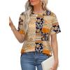 imageXIEERDUO Summer Tops for Women Casual Crewneck Short Sleeve Shirts Pocket ComfyBrown Printed