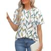 imageXIEERDUO Summer Tops for Women Casual Crewneck Short Sleeve Shirts Pocket ComfyColorful Leaves