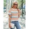 imageXIEERDUO Summer Tops for Women Casual Crewneck Short Sleeve Shirts Pocket ComfyColorful Stripe