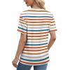 imageXIEERDUO Summer Tops for Women Casual Crewneck Short Sleeve Shirts Pocket ComfyColorful Stripe
