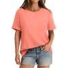 imageXIEERDUO Summer Tops for Women Casual Crewneck Short Sleeve Shirts Pocket ComfyCoral