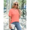 imageXIEERDUO Summer Tops for Women Casual Crewneck Short Sleeve Shirts Pocket ComfyCoral