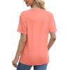 imageXIEERDUO Summer Tops for Women Casual Crewneck Short Sleeve Shirts Pocket ComfyCoral