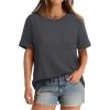 imageXIEERDUO Summer Tops for Women Casual Crewneck Short Sleeve Shirts Pocket ComfyGray