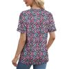 imageXIEERDUO Summer Tops for Women Casual Crewneck Short Sleeve Shirts Pocket ComfyPurple Flower