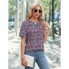 imageXIEERDUO Summer Tops for Women Casual Crewneck Short Sleeve Shirts Pocket ComfyPurple Flower