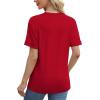 imageXIEERDUO Summer Tops for Women Casual Crewneck Short Sleeve Shirts Pocket ComfyRed
