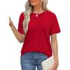 imageXIEERDUO Summer Tops for Women Casual Crewneck Short Sleeve Shirts Pocket ComfyRed