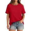 imageXIEERDUO Summer Tops for Women Casual Crewneck Short Sleeve Shirts Pocket ComfyRed