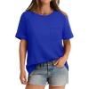 imageXIEERDUO Summer Tops for Women Casual Crewneck Short Sleeve Shirts Pocket ComfyRoyal Blue