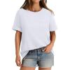imageXIEERDUO Summer Tops for Women Casual Crewneck Short Sleeve Shirts Pocket ComfyWhite