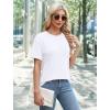 imageXIEERDUO Summer Tops for Women Casual Crewneck Short Sleeve Shirts Pocket ComfyWhite