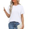 imageXIEERDUO Summer Tops for Women Casual Crewneck Short Sleeve Shirts Pocket ComfyWhite