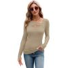 imageXIEERDUO Womens Long Sleeve Tops Slim Fit Fall Shirts Cutout Tops Y2K Ribbed TshirtApricot