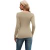imageXIEERDUO Womens Long Sleeve Tops Slim Fit Fall Shirts Cutout Tops Y2K Ribbed TshirtApricot