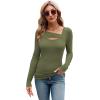 imageXIEERDUO Womens Long Sleeve Tops Slim Fit Fall Shirts Cutout Tops Y2K Ribbed TshirtArmy Green