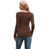 imageXIEERDUO Womens Long Sleeve Tops Slim Fit Fall Shirts Cutout Tops Y2K Ribbed TshirtBrown