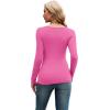 imageXIEERDUO Womens Long Sleeve Tops Slim Fit Fall Shirts Cutout Tops Y2K Ribbed TshirtHot Pink