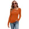 imageXIEERDUO Womens Long Sleeve Tops Slim Fit Fall Shirts Cutout Tops Y2K Ribbed TshirtOrange