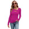 imageXIEERDUO Womens Long Sleeve Tops Slim Fit Fall Shirts Cutout Tops Y2K Ribbed TshirtPurple Red