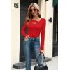 imageXIEERDUO Womens Long Sleeve Tops Slim Fit Fall Shirts Cutout Tops Y2K Ribbed TshirtRed