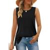 imageXIEERDUO Womens Summer Tank Tops Sleeveless Round Neck Casual Side Hem Tops Loose FitA Black