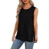 imageXIEERDUO Womens Summer Tank Tops Sleeveless Round Neck Casual Side Hem Tops Loose FitA Black