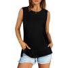 imageXIEERDUO Womens Summer Tank Tops Sleeveless Round Neck Casual Side Hem Tops Loose FitA Black