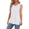 imageXIEERDUO Womens Summer Tank Tops Sleeveless Round Neck Casual Side Hem Tops Loose FitA White