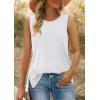 imageXIEERDUO Womens Summer Tank Tops Sleeveless Round Neck Casual Side Hem Tops Loose FitA White