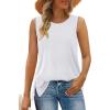 imageXIEERDUO Womens Summer Tank Tops Sleeveless Round Neck Casual Side Hem Tops Loose FitA White