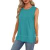 imageXIEERDUO Womens Summer Tank Tops Sleeveless Round Neck Casual Side Hem Tops Loose FitB Turquoise