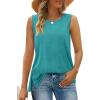 imageXIEERDUO Womens Summer Tank Tops Sleeveless Round Neck Casual Side Hem Tops Loose FitB Turquoise
