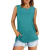 imageXIEERDUO Womens Summer Tank Tops Sleeveless Round Neck Casual Side Hem Tops Loose FitB Turquoise