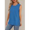 imageXIEERDUO Womens Summer Tank Tops Sleeveless Round Neck Casual Side Hem Tops Loose FitBlue