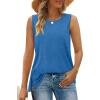 imageXIEERDUO Womens Summer Tank Tops Sleeveless Round Neck Casual Side Hem Tops Loose FitBlue