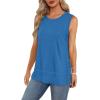 imageXIEERDUO Womens Summer Tank Tops Sleeveless Round Neck Casual Side Hem Tops Loose FitBlue