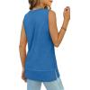 imageXIEERDUO Womens Summer Tank Tops Sleeveless Round Neck Casual Side Hem Tops Loose FitBlue