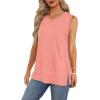 imageXIEERDUO Womens Summer Tank Tops Sleeveless Round Neck Casual Side Hem Tops Loose FitCoral