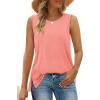 imageXIEERDUO Womens Summer Tank Tops Sleeveless Round Neck Casual Side Hem Tops Loose FitCoral
