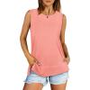 imageXIEERDUO Womens Summer Tank Tops Sleeveless Round Neck Casual Side Hem Tops Loose FitCoral
