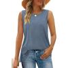 imageXIEERDUO Womens Summer Tank Tops Sleeveless Round Neck Casual Side Hem Tops Loose FitDark Blue
