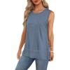 imageXIEERDUO Womens Summer Tank Tops Sleeveless Round Neck Casual Side Hem Tops Loose FitDark Blue