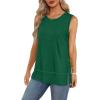 imageXIEERDUO Womens Summer Tank Tops Sleeveless Round Neck Casual Side Hem Tops Loose FitGreen