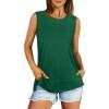 imageXIEERDUO Womens Summer Tank Tops Sleeveless Round Neck Casual Side Hem Tops Loose FitGreen