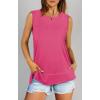 imageXIEERDUO Womens Summer Tank Tops Sleeveless Round Neck Casual Side Hem Tops Loose FitHot Pink